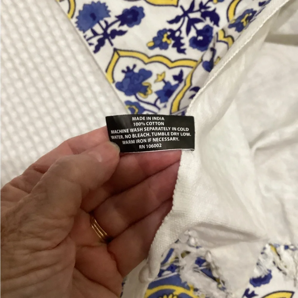 Nicole Miller Blue and Yellow Floral Textile Table Runner